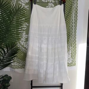 White House Black Market Ivory Tiered Ruffle Maxi Skirt - Size 8